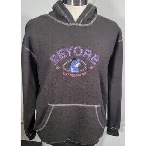 Disney Eeyore Pullover Fleece Hoodie Large Embroidered Gray "JUST BEEING ME!"